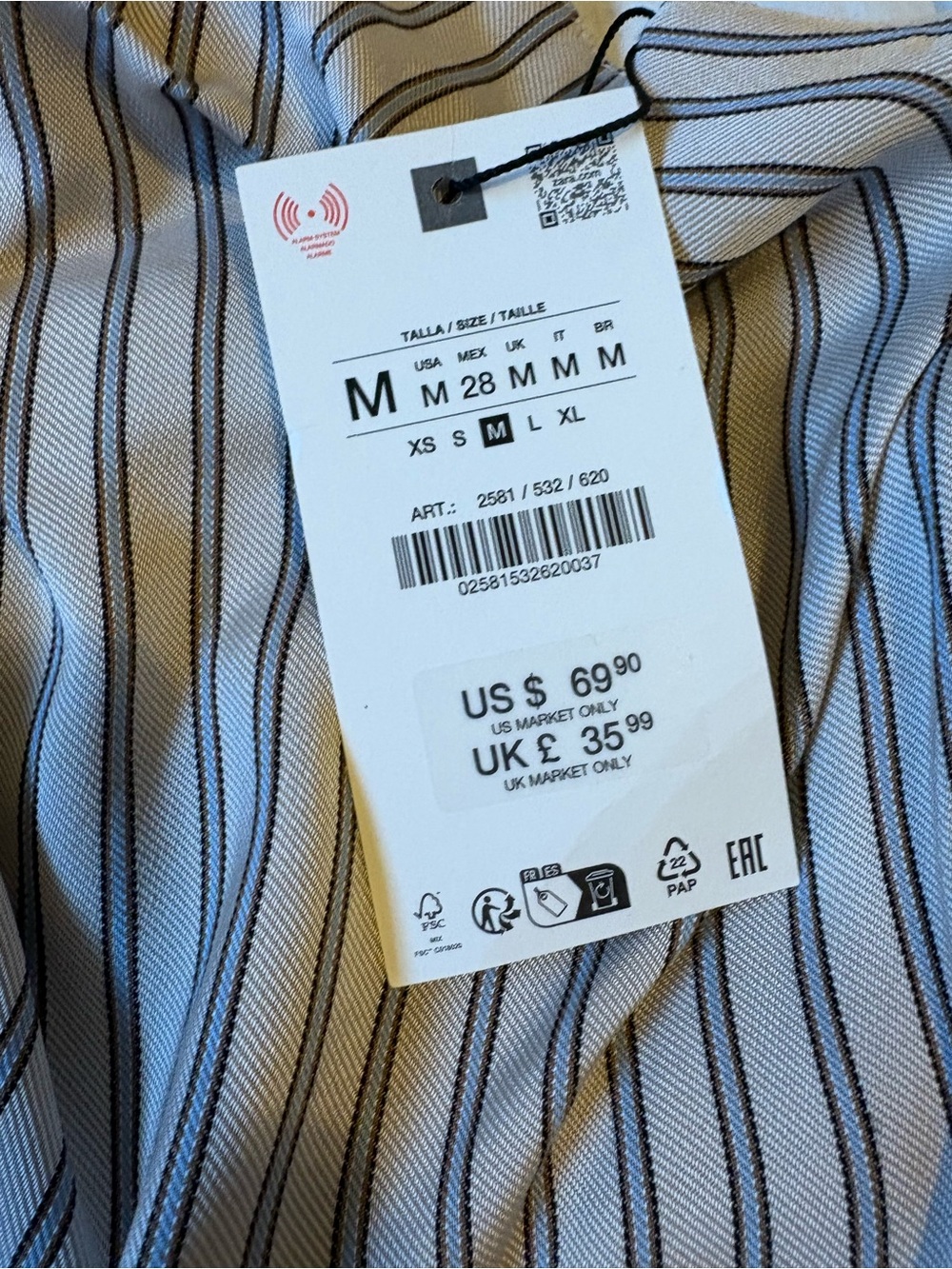 Zara White Midi dress with Black Pinstripes and Lace Trim - Picture 4 of 5